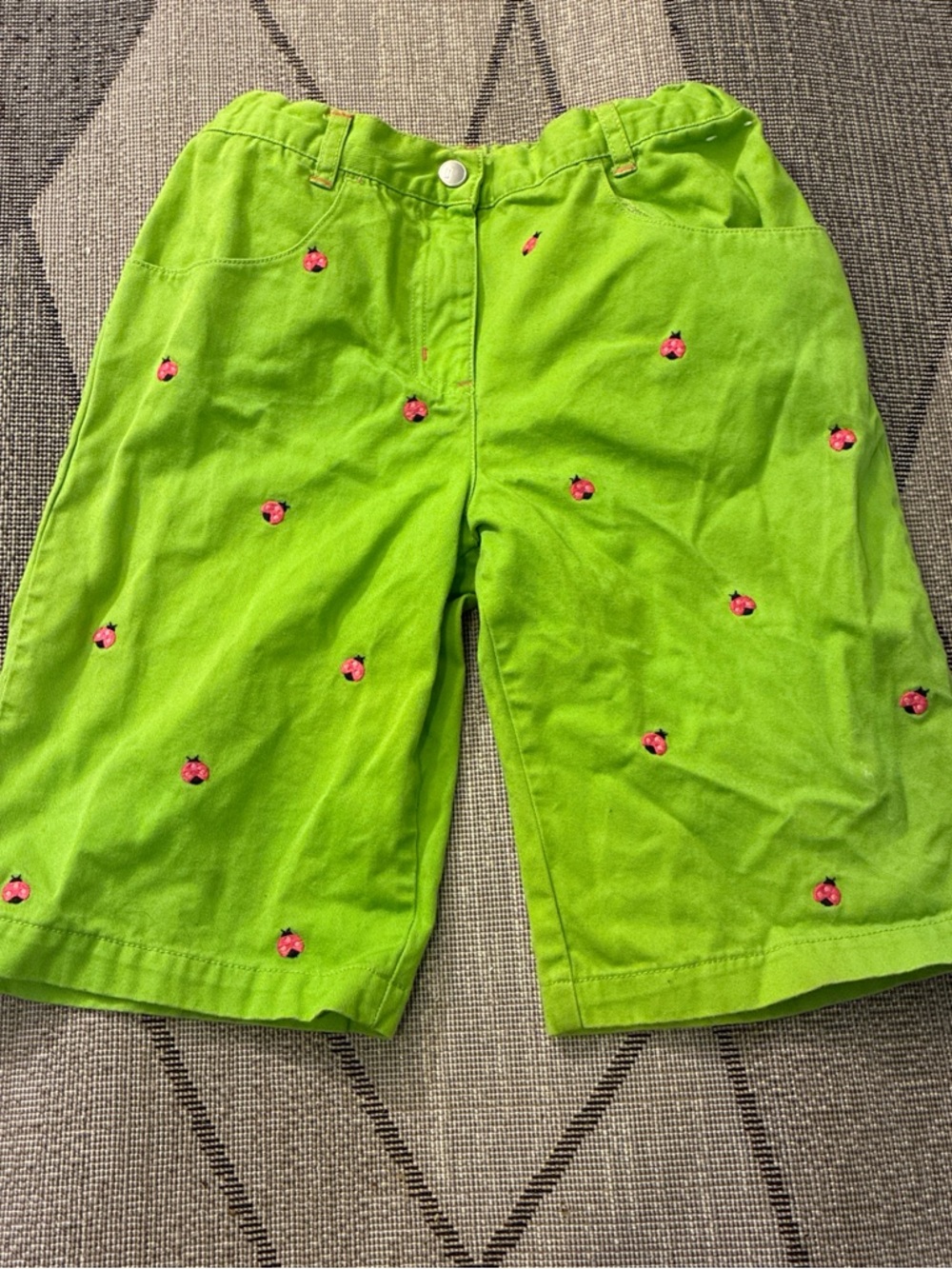 Gymboree Lime Green Ladybug Embroidered Girls' Shorts